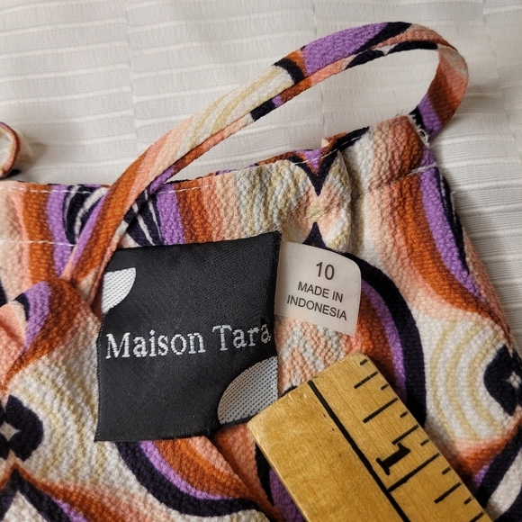 Maison Tara Peacock Geometric Abstract Maxi Dress sz 10 - Picture 3 of 10